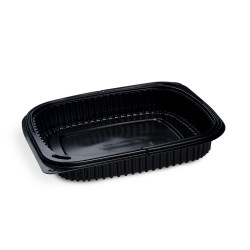 Menu mísa do mikrovlnky (PP) ECONOMY nedělená černá 240 x 210 mm 1200ml [100 ks]