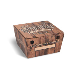Burger box (mikrovlnitá lepenka) kraft s potiskem 150 x 150 x 95 mm [100 ks]