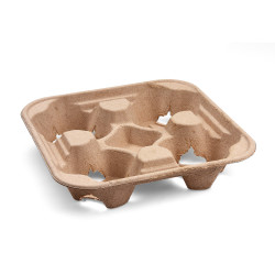 Tragetablett (PAP FSC Recycled) für 4 Becher 22 x 22 cm [50 St.]