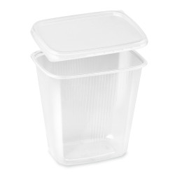 Miska (PP) hranatá priehľadná 500ml + viečko [5 x 50 sád]