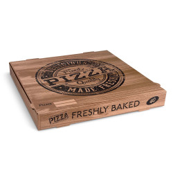 Krabica na pizzu (mikrovlnitá lepenka) H4 kraft s potlačou 40 x 40 x 5 cm [100 ks]