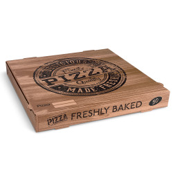 Krabica na pizzu (mikrovlnitá lepenka) H4 kraft s potlačou 50 x 50 x 5 cm [100 ks]