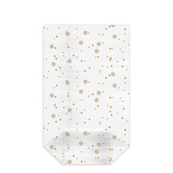 Torebka krzyżowa przezroczysta (OPP) Gwiazdy złote 14,5 x 23,5 + 6 cm [100 szt]