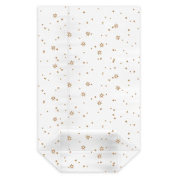 Torebka krzyżowa przezroczysta (OPP) Gwiazdy złote 18 x 30 + 7,5 cm [100 szt]