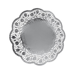 Deko-Tortenspitze (PAP/ALU) rund silber Ø32cm [4 St.]