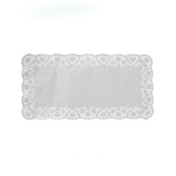 Dekorativní krajka (PAP) hranatá bílá 30 x 18 cm [100 ks]