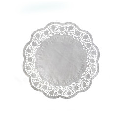 Serwetka dekoracyjna (PAP) okrągła biała Ø24cm [100 szt]