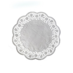 Serwetka dekoracyjna (PAP) okrągła biała Ø26cm [100 szt]