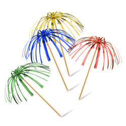 Wykałaczka dekoracyjna (drewno FSC 100%/PE) Foliowa palma różne kolory 22,5cm [144 szt]